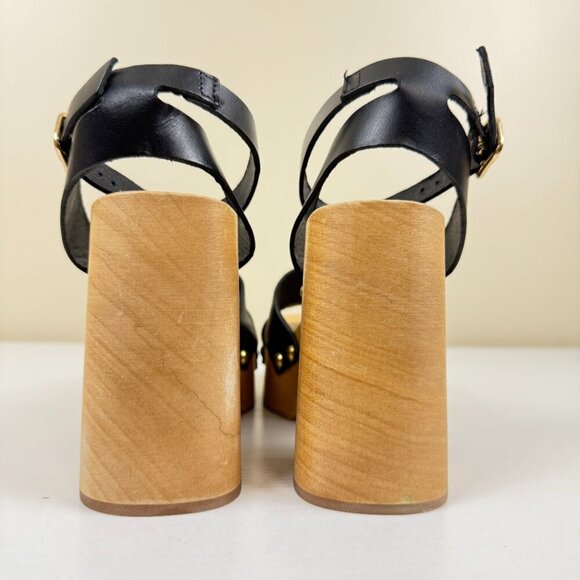 Like New Sam Edelman Angela Platform Heeled Sandals Black Leather - Picture 5 of 12